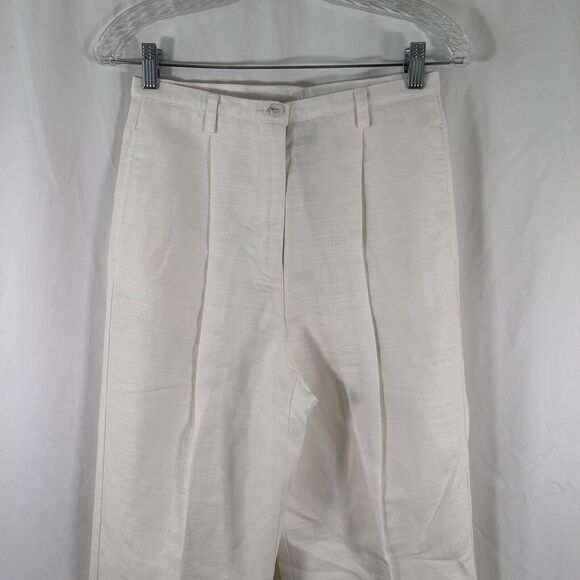 Liz Claiborne Sport Linen Blend Pants Women's 8 White High Rise Button Zip New - Picture 2 of 12